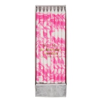 Pink Marbled Tall Birthday Candles By Meri Meri